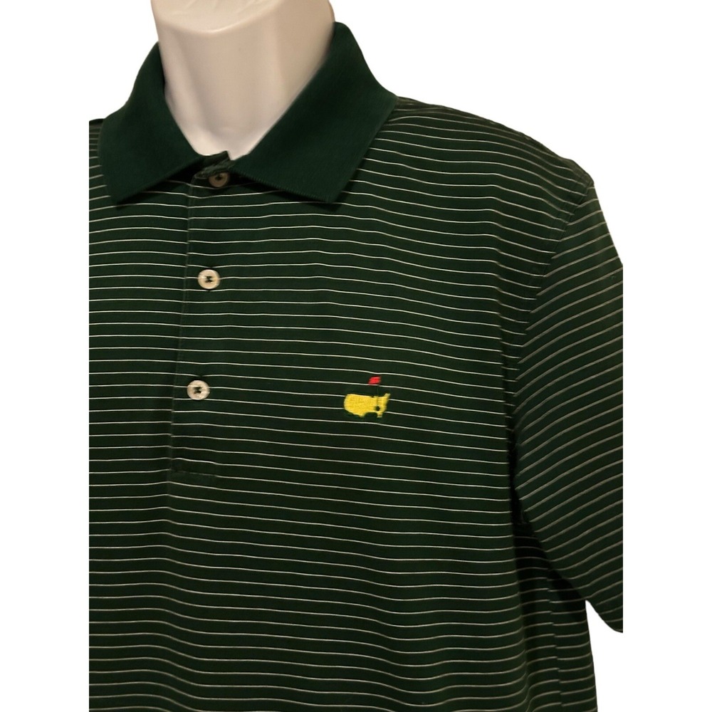 Masters Collection Mens Polo Shirt Golf Green Stripe Pima Cotton Short Sleeve L - Picture 3 of 6